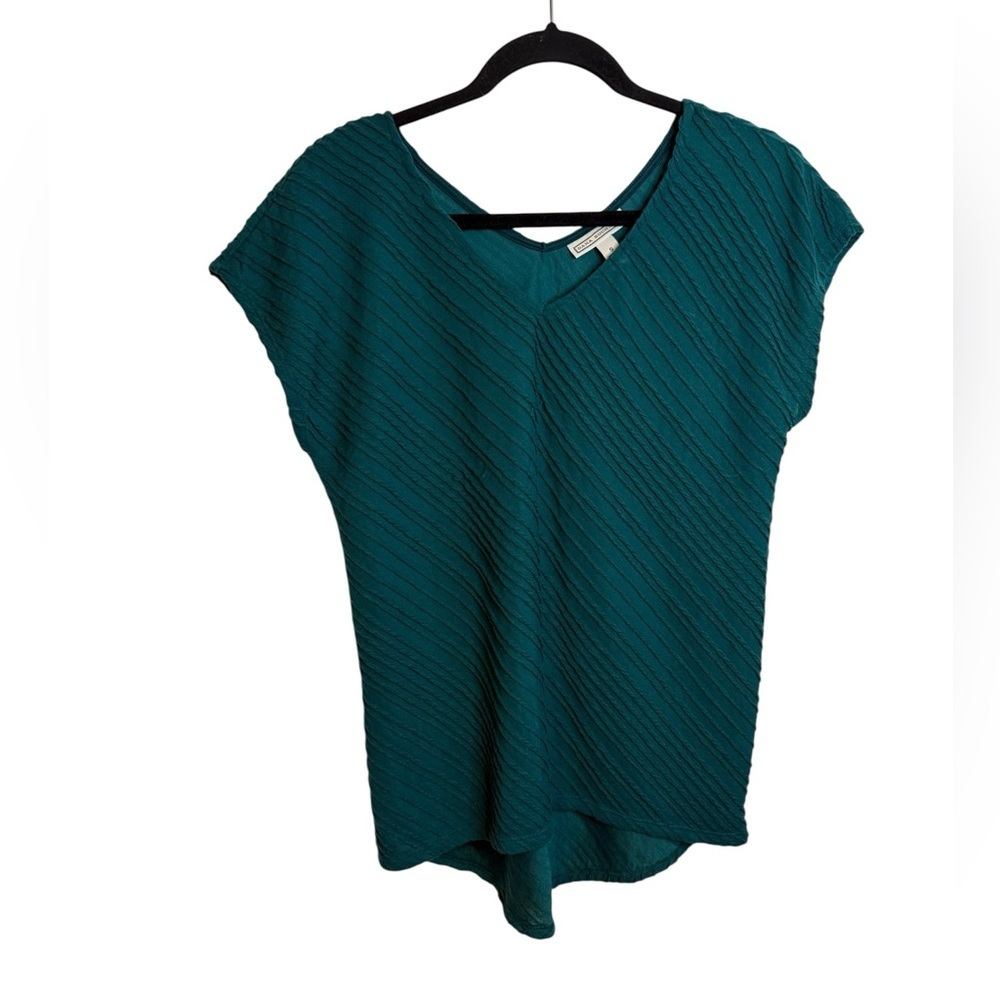NWT Dana Buchman Jade Green Bias Short Sleeve Textured Top